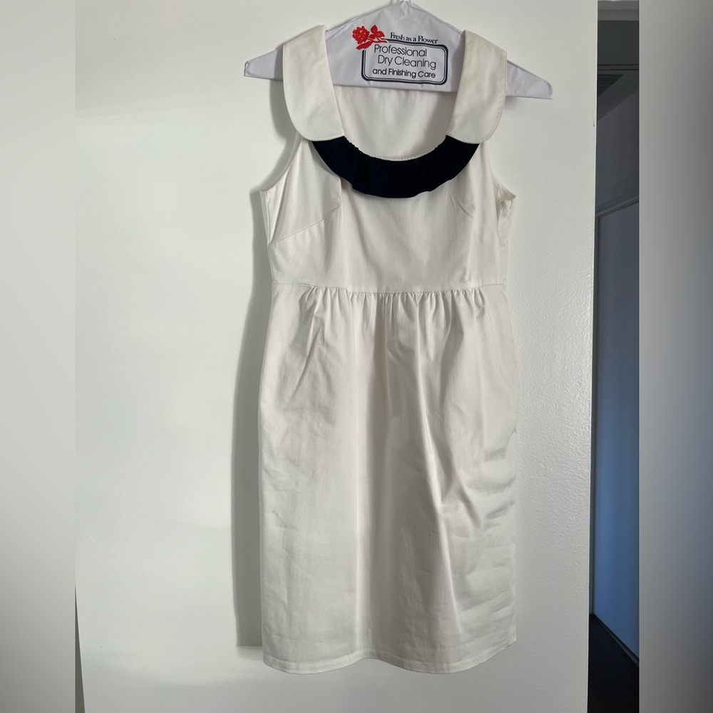 Banana Republic cotton white navy blue dress size 0